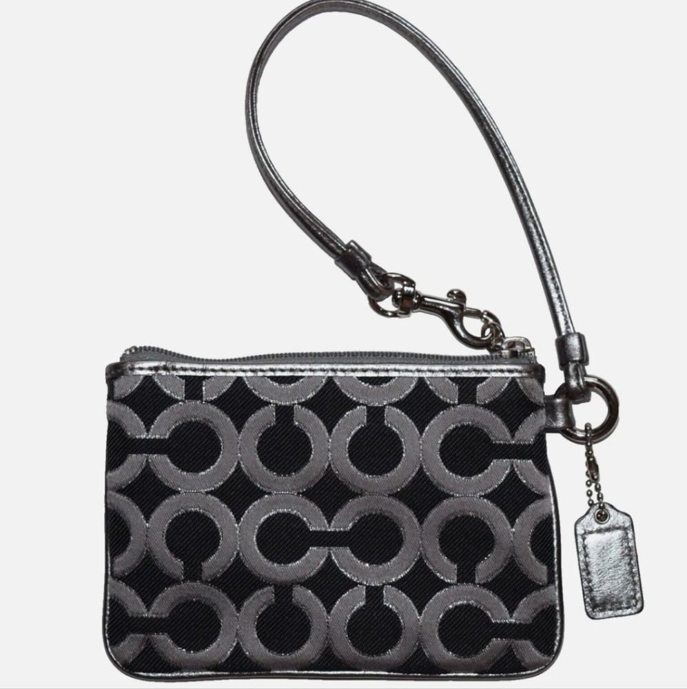 Coach  Black and Gray Wristlet Clutch